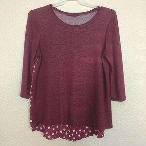 Papermoon Stitch‎ Fix Marisol Mixed Media Knit Top cherry and white SZ L top3/4